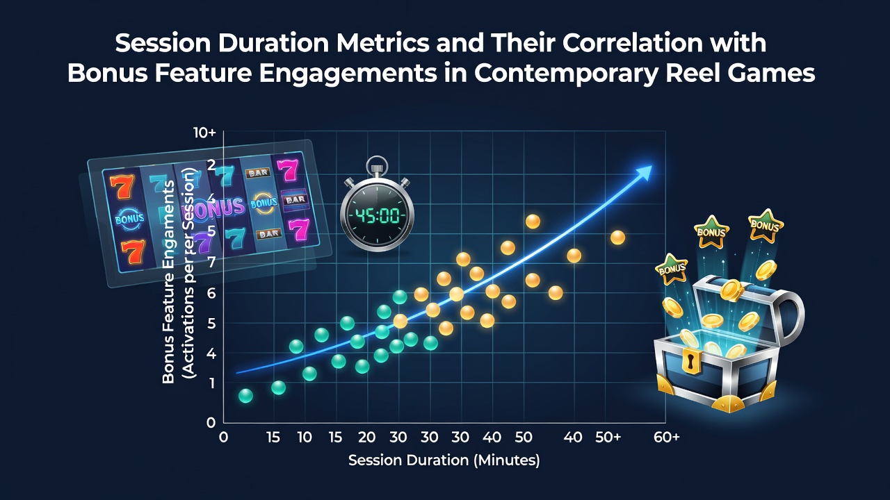 Detailed charts showing session duration metrics plotted against bonus feature engagement rates in contemporary reel games
